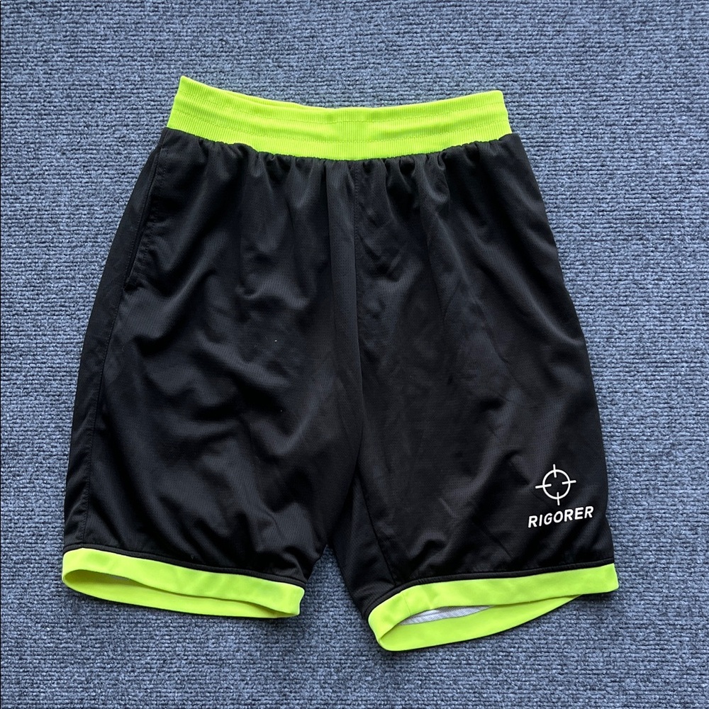 Igor Black Athletic Shorts with Neon Yellow-Green Trim